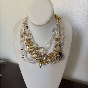 Multi-Strand Crystal & Gold Statement Necklace — Fully Customizable Layers